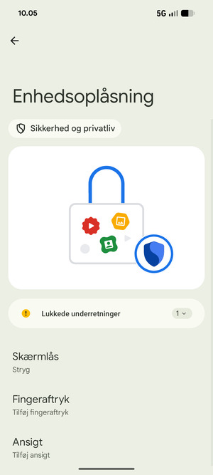 Vælg Skærmlås