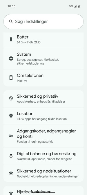 Scroll til og vælg Lokation