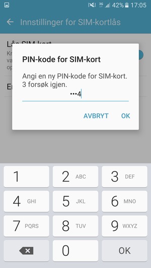 Skriv inn Ny PIN-kode for SIM-kort og velg OK