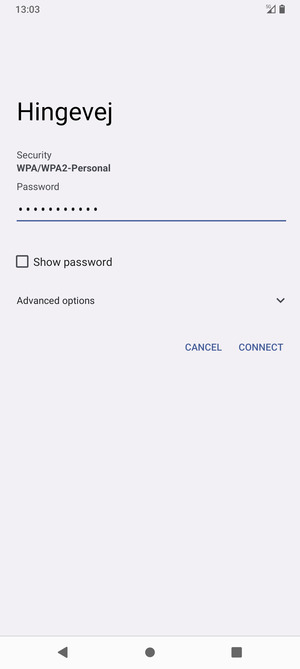 Enter the Wi-Fi password and select CONNECT