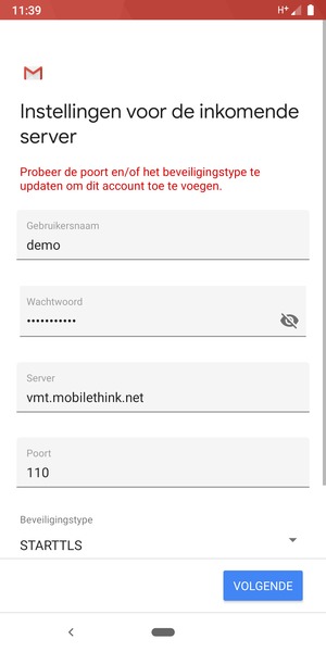 Selecteer Beveiligingstype
