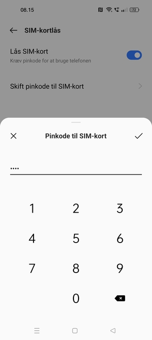 Indtast Nuværende PIN-kode til SIM-kort og vælg OK