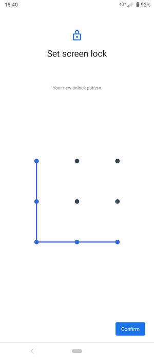Draw the unlock pattern again and select Confirm