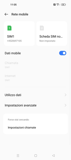 Seleziona SIM 1 o SIM 2