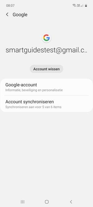 Selecteer Account synchroniseren