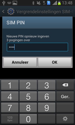 Bevestig uw nieuwe SIM PIN en selecteer OK