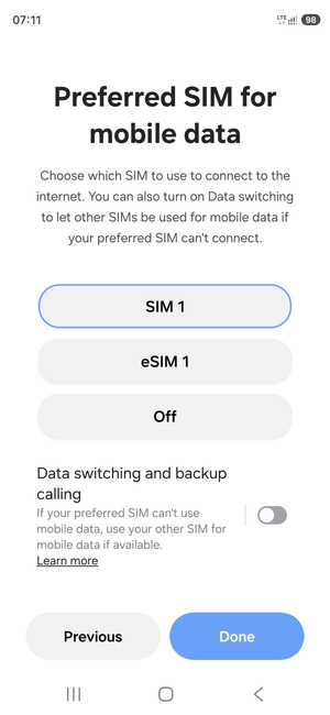 Select your preferred option and select Done
