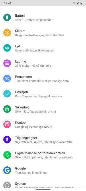 Bla til og velg Sikkerhet