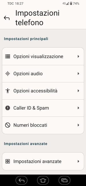 Seleziona Impostazioni avanzate