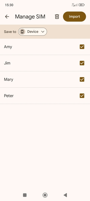Select the v button