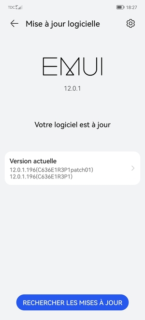 Si votre téléphone est à jour, vous verrez l'écran suivant