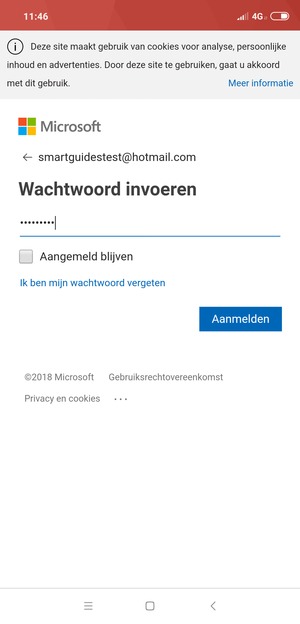 Voer uw Hotmail wachtwoord in en selecteer Aanmelden