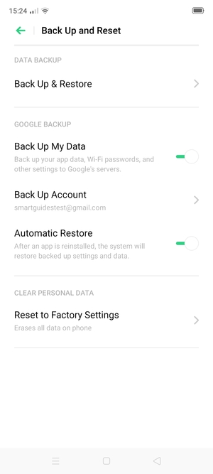 Select Back Up Account