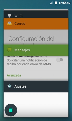 Seleccione el icono Eliminar para cerrar todas las aplicaciones en ejecución