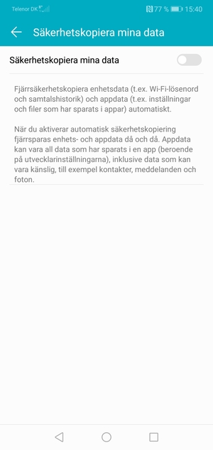 Aktivera Säkerhetskopiera mina data