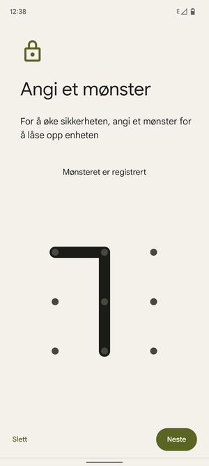 Tegn et opplåsingsmønster og velg Neste