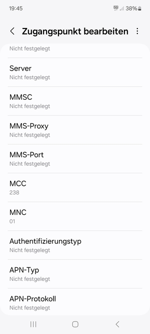 Scrollen Sie nach unten und geben Sie Internetinformationen ein