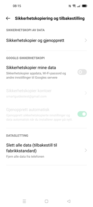 Slå på Sikkerhetskopier mine data