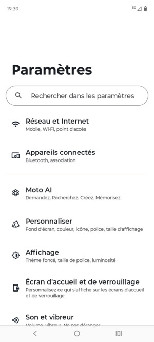 Sélectionnez Réseau et Internet