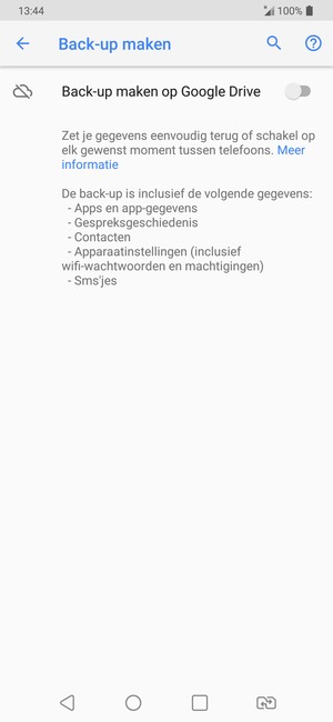 Schakel Back-up maken op Google Drive in