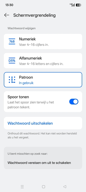 Uw telefoon is nu beveiligd met een schermvergrendeling
