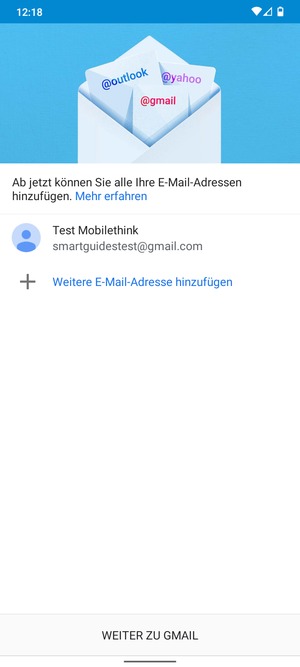 Wählen Sie WEITER ZU GMAIL
