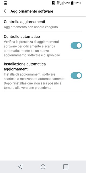 Seleziona Controlla aggiornamenti