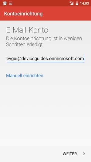 Geben Sie Ihre E-Mail-Adresse ein und wählen Sie Manuell einrichten