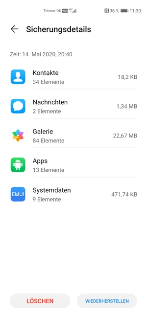 Wählen Sie WIEDERHERSTELLEN