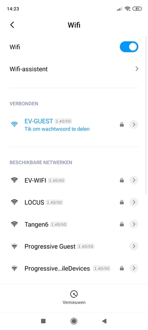 U bent nu verbonden met het WiFi-netwerk