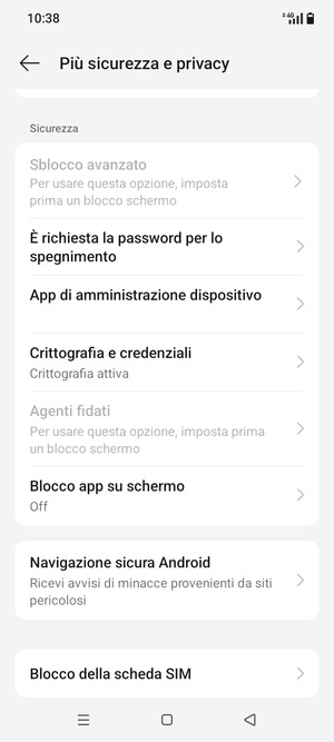 Scorri e seleziona Blocco della scheda SIM