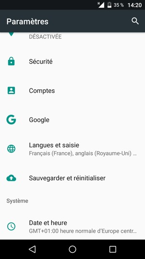 Faites défiler et sélectionnez Comptes