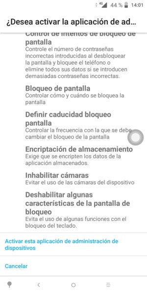 Desplácese y seleccione Activar esta aplicación de administración de dispositivos