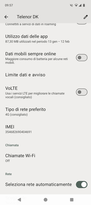 Per modificare la rete, in presenza di problemi, disattiva Seleziona rete automaticamente