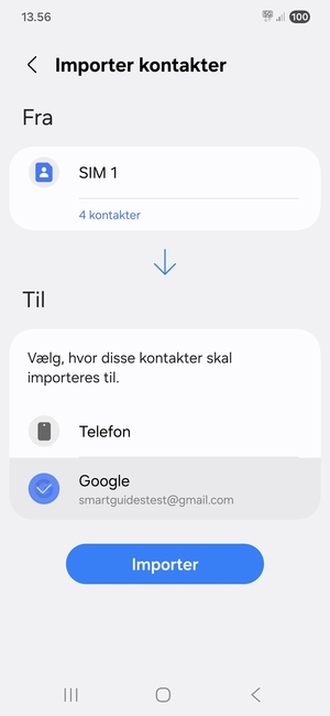 Vælg Importer