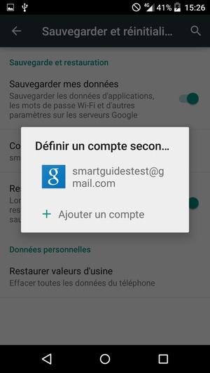 Sélectionnez votre compte de sauvegarde