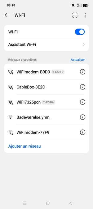 Sélectionnez le réseau sans fil auquel vous souhaitez vous connecter