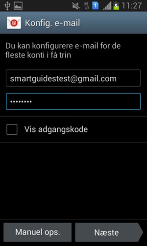Indtast din e-mailadresse og adgangskode. Vælg Næste