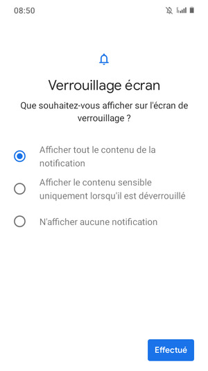 Sélectionnez votre option préférée et sélectionnez Effectué