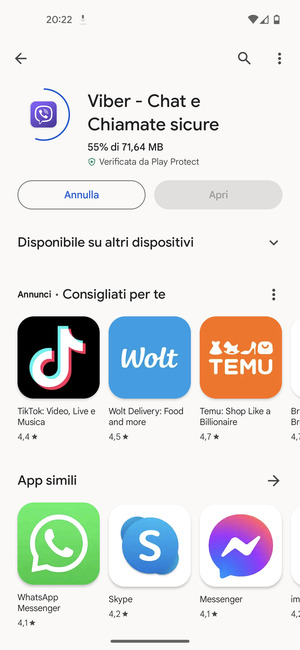 Attendi il completamento del processo di installazione