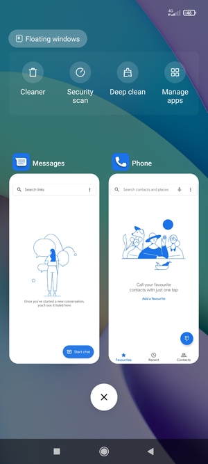 Select the Delete icon to close all running apps
