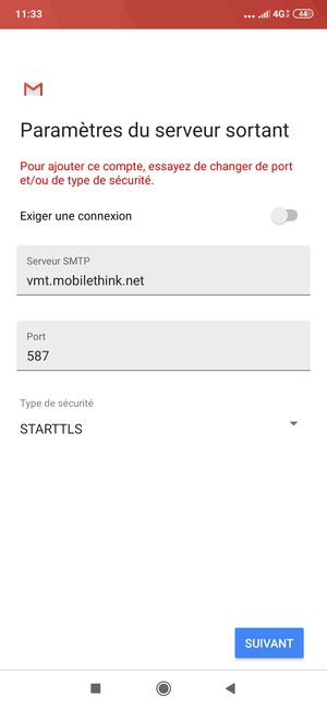 Sélectionnez Type de sécurité