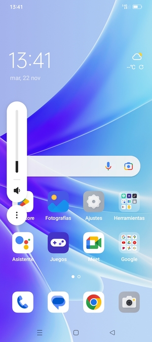 Continúe presionando para ajustar el volumen hasta el nivel requerido