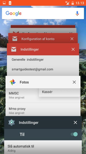 Swipe apps til højre for at lukke dem