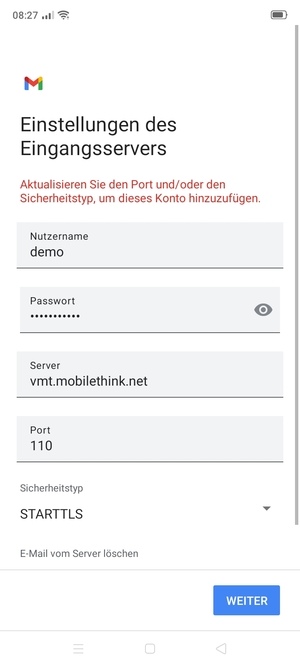 Wählen Sie Sicherheitstyp