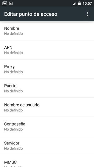 Introduzca la información de MMS