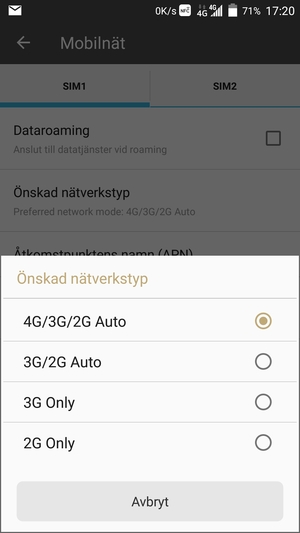 Tryck på ditt föredragna alternativ