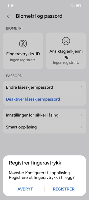Velg ønsket alternativ