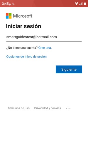 Introduzca su Dirección de correo electrónico y seleccione Siguiente