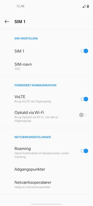 Slå Roaming til eller fra
